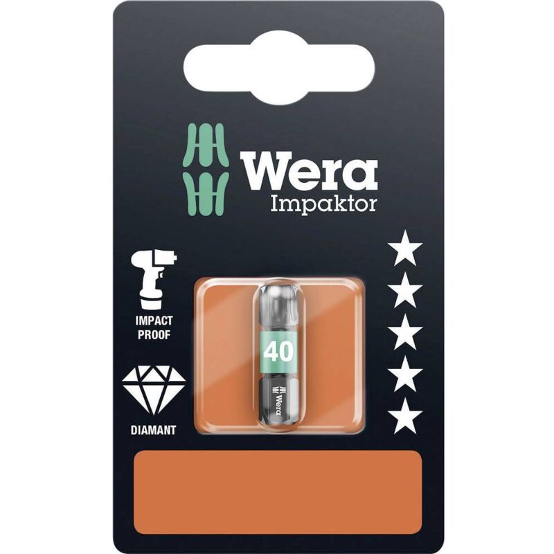 foto del prodotto 867 1 imp dc sb sis 05073927001 inserto torx t 40 acciaio per utensili legato, rivestimento di diamante d 6.3 1 pz wera