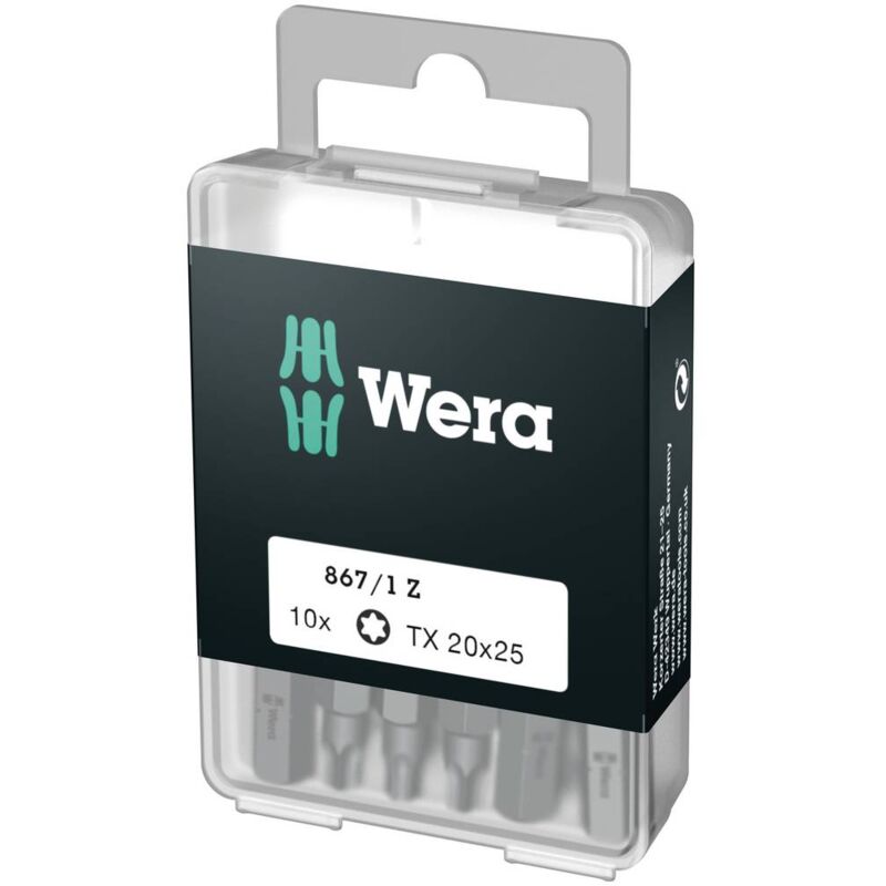 foto del prodotto 867 1 z diy sis 05072406001 inserto torx t 10 acciaio per utensili legato, duro d 6.3 10 pz. wera