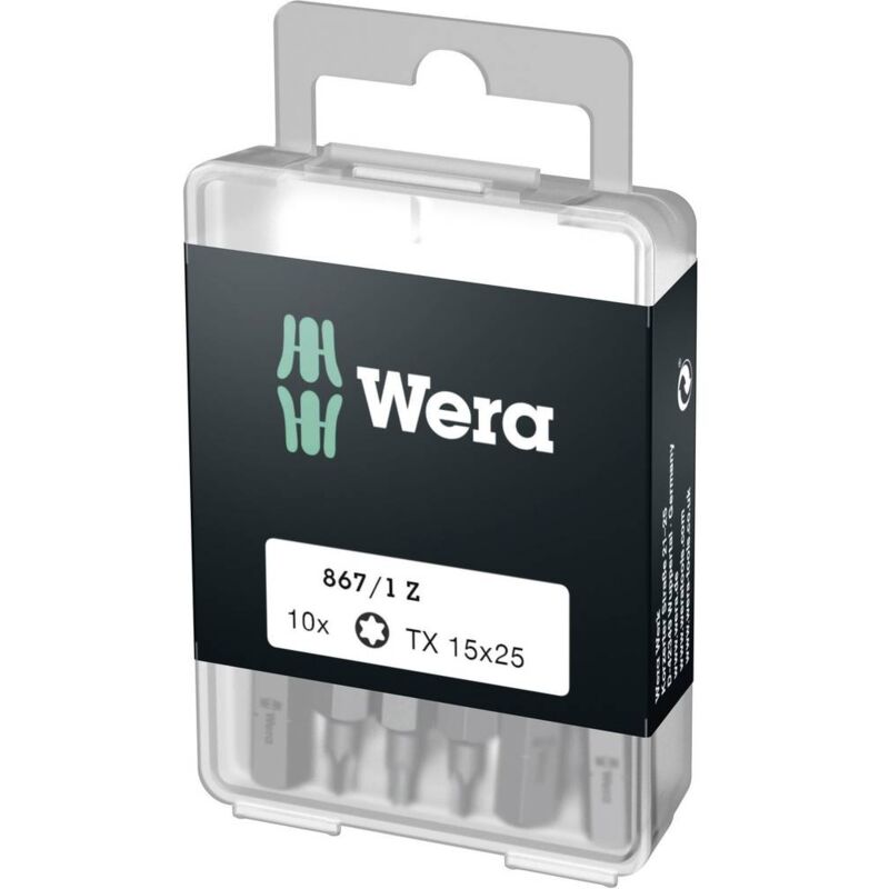 foto del prodotto 867 1 z diy sis 05072407001 inserto torx t 15 acciaio per utensili legato, duro d 6.3 10 pz. wera