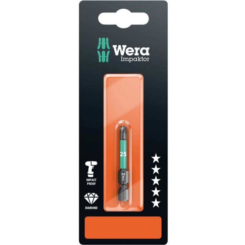foto del prodotto 867 4 imp dc sb sis 05073965001 inserto torx t 25 acciaio per utensili legato, rivestimento di diamante f 6.3 1 pz wera