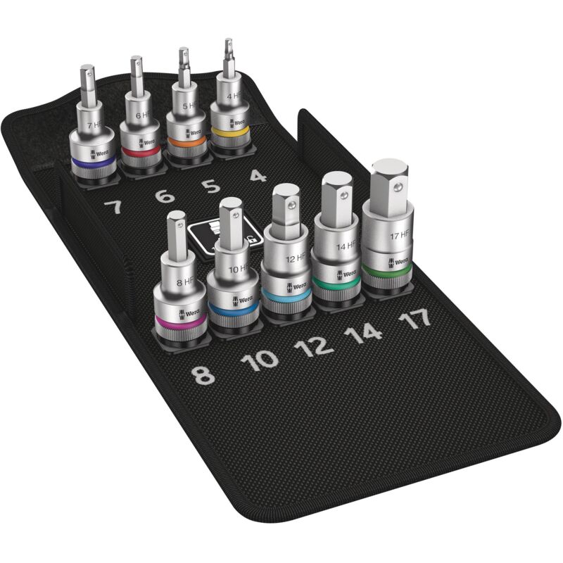 foto del prodotto 8740 c hf 1 kit zyklop di inserti bussola per viti ad esagono cavo, con funzione di ritegno, 9 pezzi wera