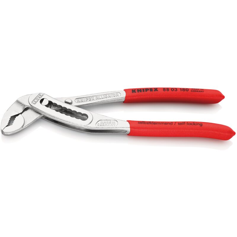 foto del prodotto 88 03 180 alligator pinza regolabile per tubi e dadi rivestiti in resina sintetica antiscivolo cromata 180 mm