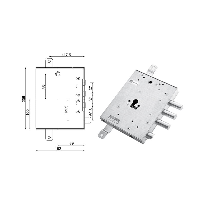foto del prodotto 89.8571.grsq serratura bl cil eu sx mottura