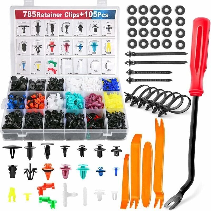 foto del prodotto 890 pezzi clip per rivetti in plastica, clip per voiture, fissaggio di protezione per rivetti in plastica per auto voitures panneaux de portes 