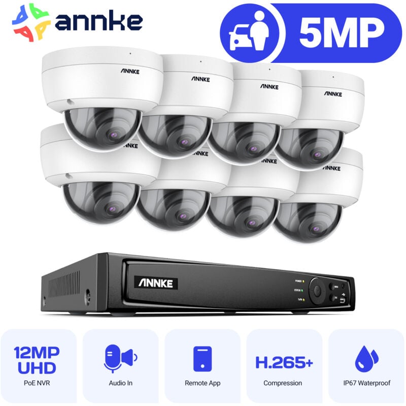 foto del prodotto 8ch kit di videosorveglianza 4k poe nvr 8 5mp telecamera full hd ir visione notturna telecamera dome rilevamento movimento sistema di sicurezza