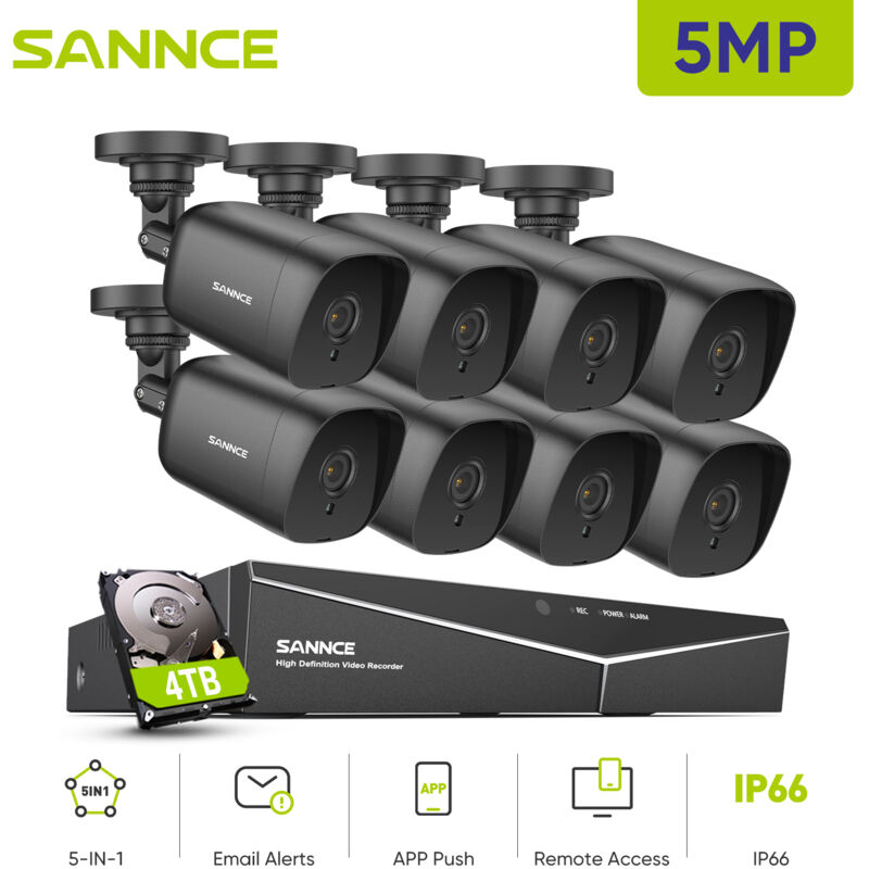 foto del prodotto 8ch video kit di videosorveglianza 5mn dvr 8 5mp telecamera impermeabile ir visione notturna sistema telecamere sicurezza con accesso remoto 4tb