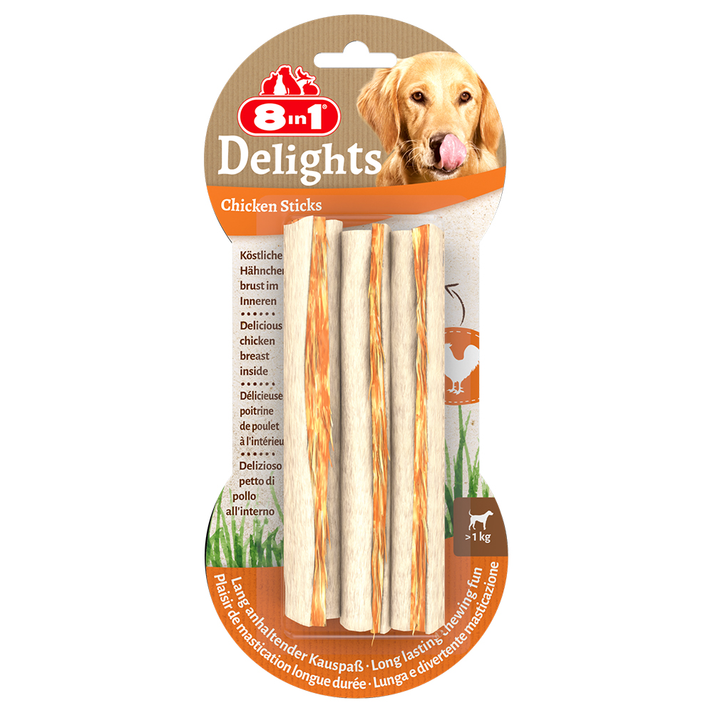 foto del prodotto 8in1 delights bastoncini pollo snack per cani 3 pz 75 g 