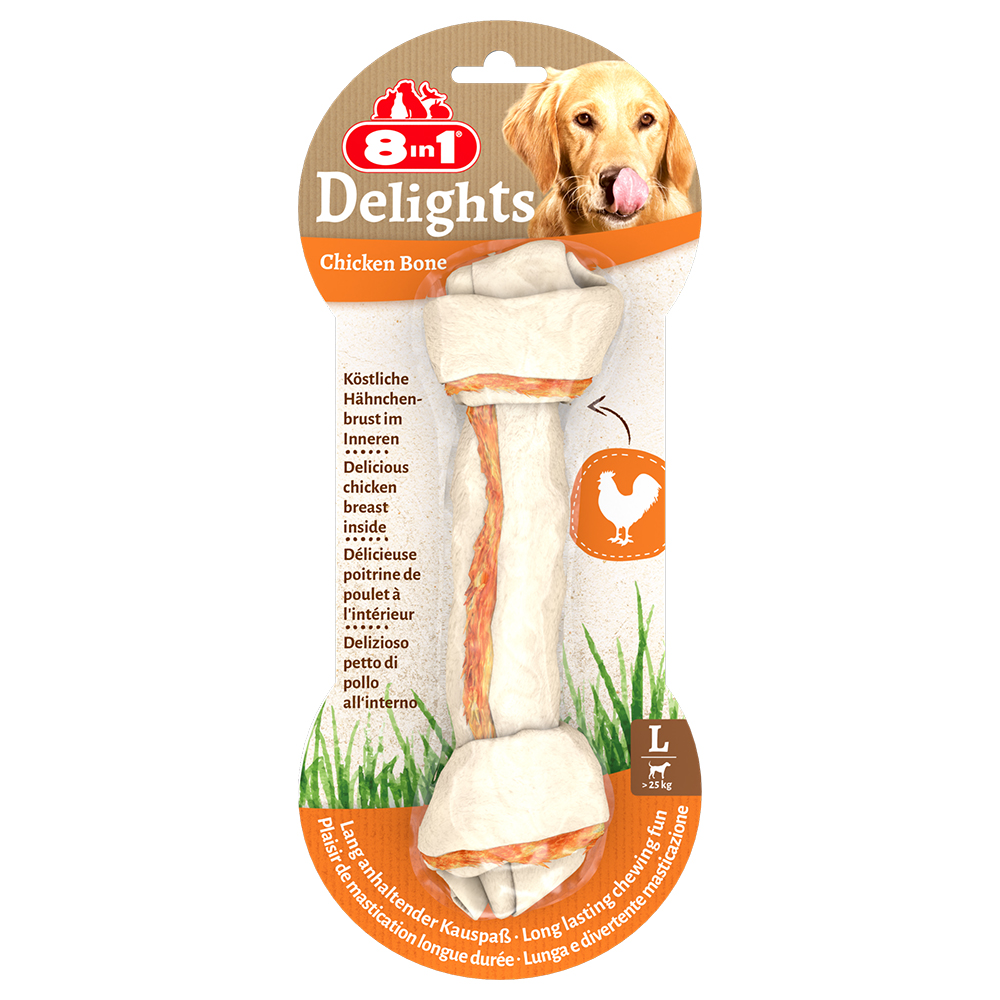 foto del prodotto 8in1 delights ossi da masticare pollo snack per cani l, 1 pz 85 g 