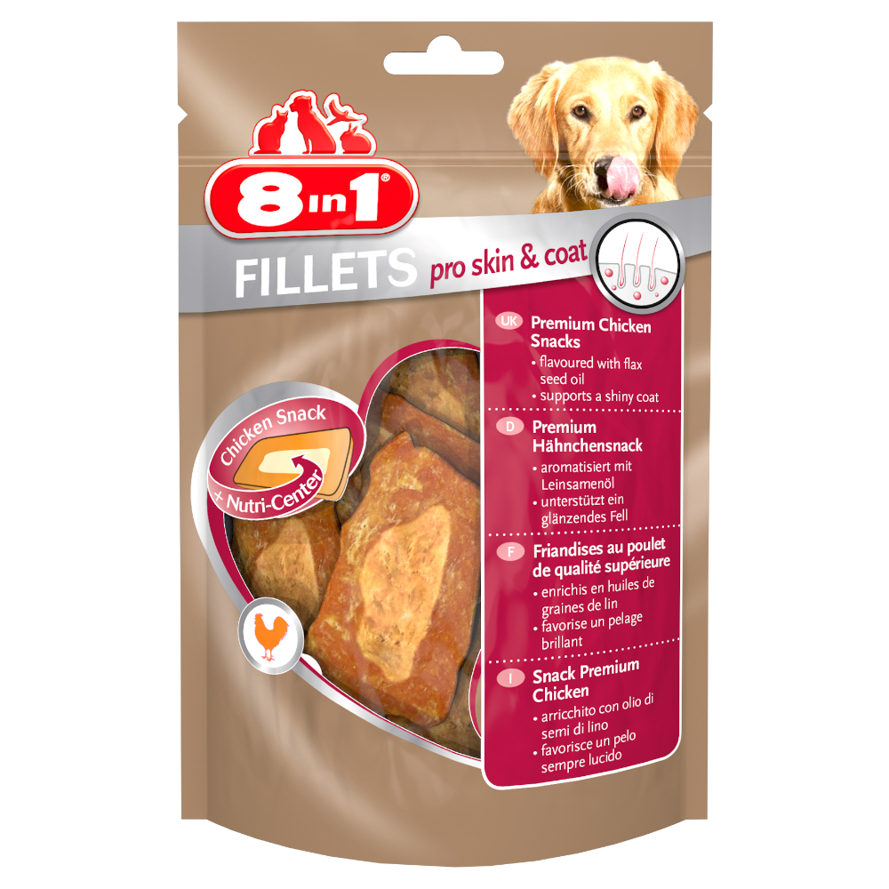 foto del prodotto 8in1 fillets pro skin coat snack per cani s, 80 g