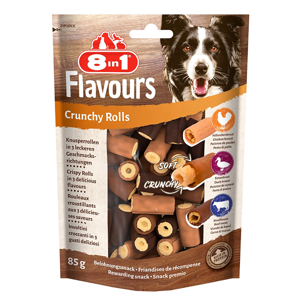 foto del prodotto 8in1 flavours crunchy rolls snack per cani - set 3 x 85 g