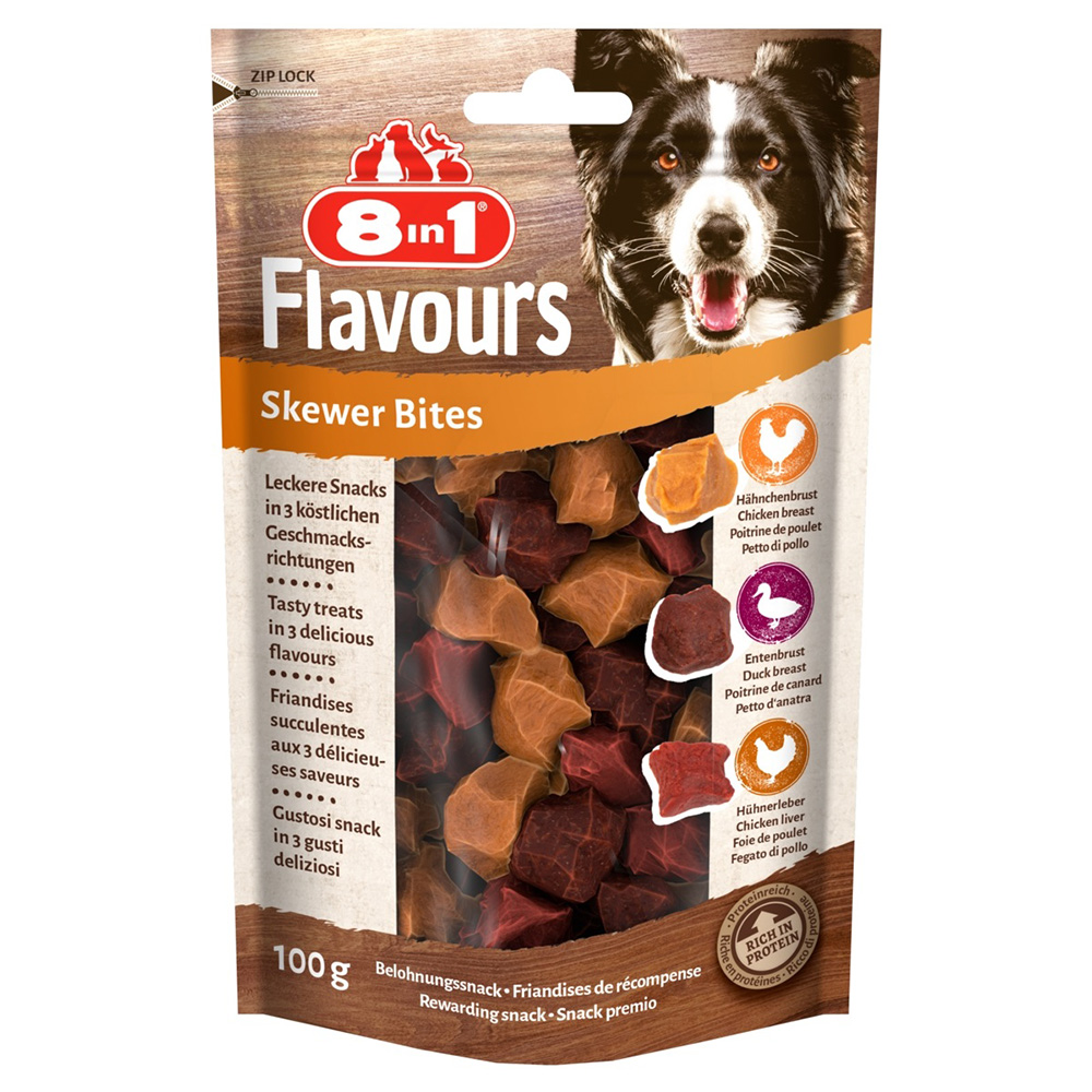 foto del prodotto 8in1 flavours skewer bites pollo snack per cani 100 g