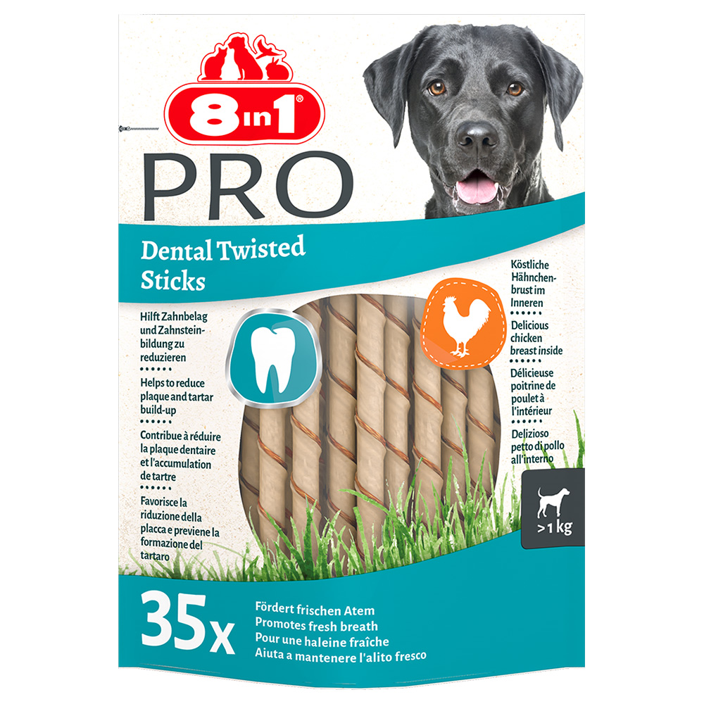 foto del prodotto 8in1 pro dental twisted sticks pollo 35 pz 190 g 