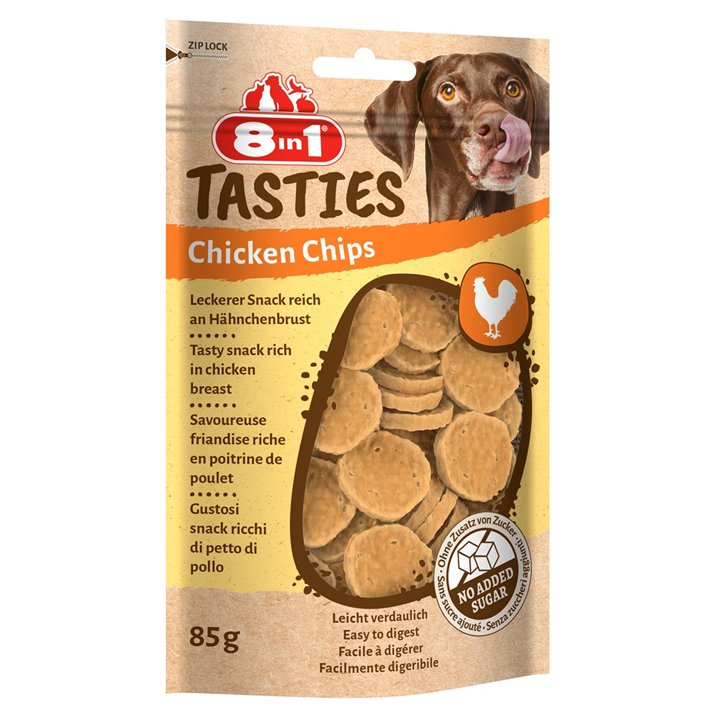 foto del prodotto 8in1 tasties chips di pollo snack per cani - set %: 3 x 85 g