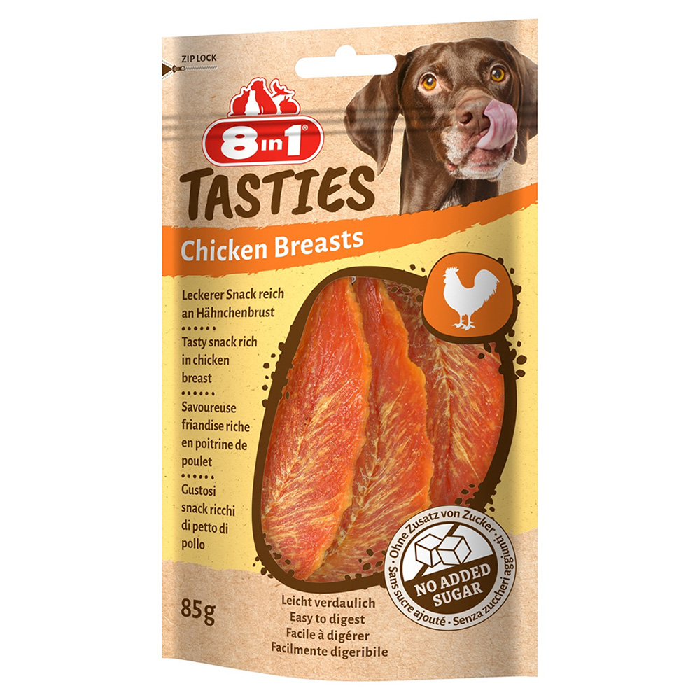 foto del prodotto 8in1 tasties petto di pollo snack per cani 85 g