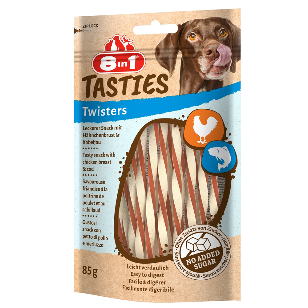 foto del prodotto 8in1 tasties twisters pollo snack per cani 85 g
