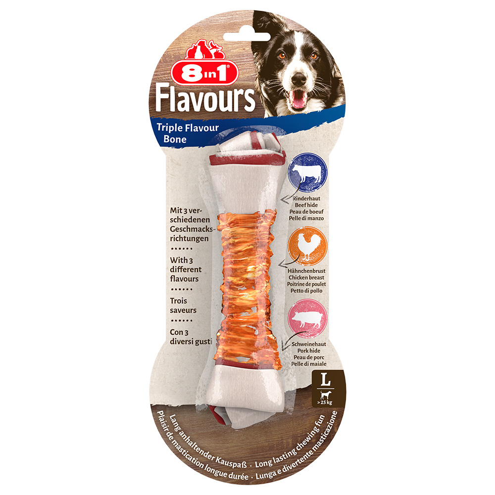 foto del prodotto 8in1 triple flavour ossi da masticare l snack per cane 85 g