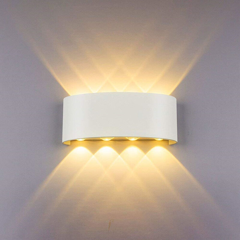 foto del prodotto 8w led lampada da parete per interno, lampada a muro in alluminio, ip65 up down lampada bianco caldo per corridoio cucina camera da letto scala