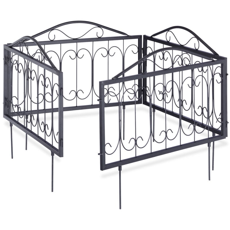 foto del prodotto 8x bordura per aiuola in metallo, set di pannelli vintage recinzione giardino 8 pannelli 34,5 x 56,5 cm, nero