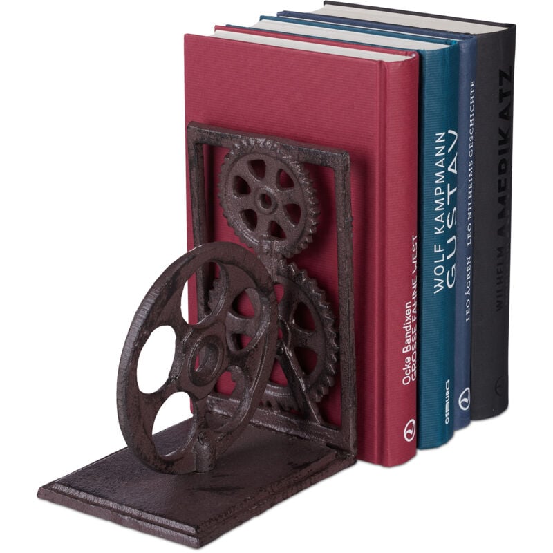 foto del prodotto 8x fermalibri retr , ghisa, ruota dentata, pellicola cinematografica, decorazione per libri 16x13x10 cm, marrone