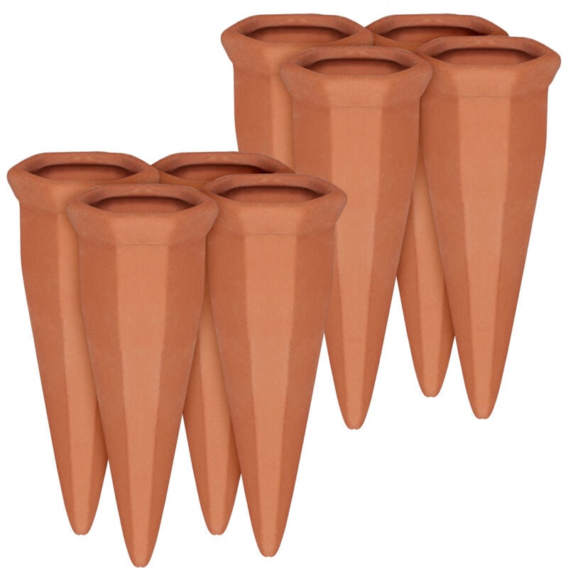 foto del prodotto 8x irrigatori in argilla per vasi, set da 4 innaffiatori per piante, per bottiglie di vino e pet, terracotta