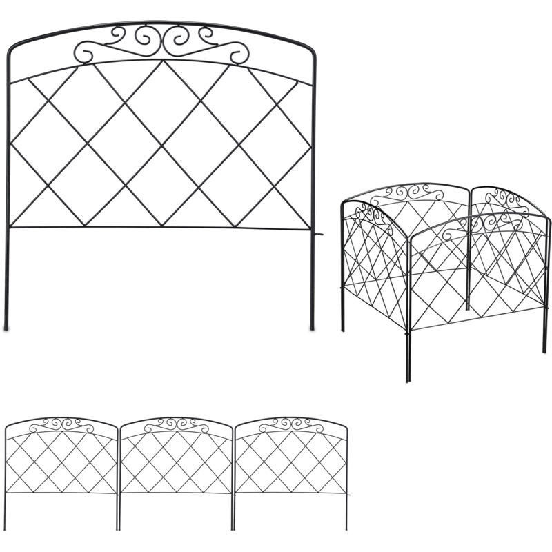 foto del prodotto 8x pareti per recinzione da giardino, recinto decorativo per cortile, in metallo, design antico, 41,5 x 490 cm, nero