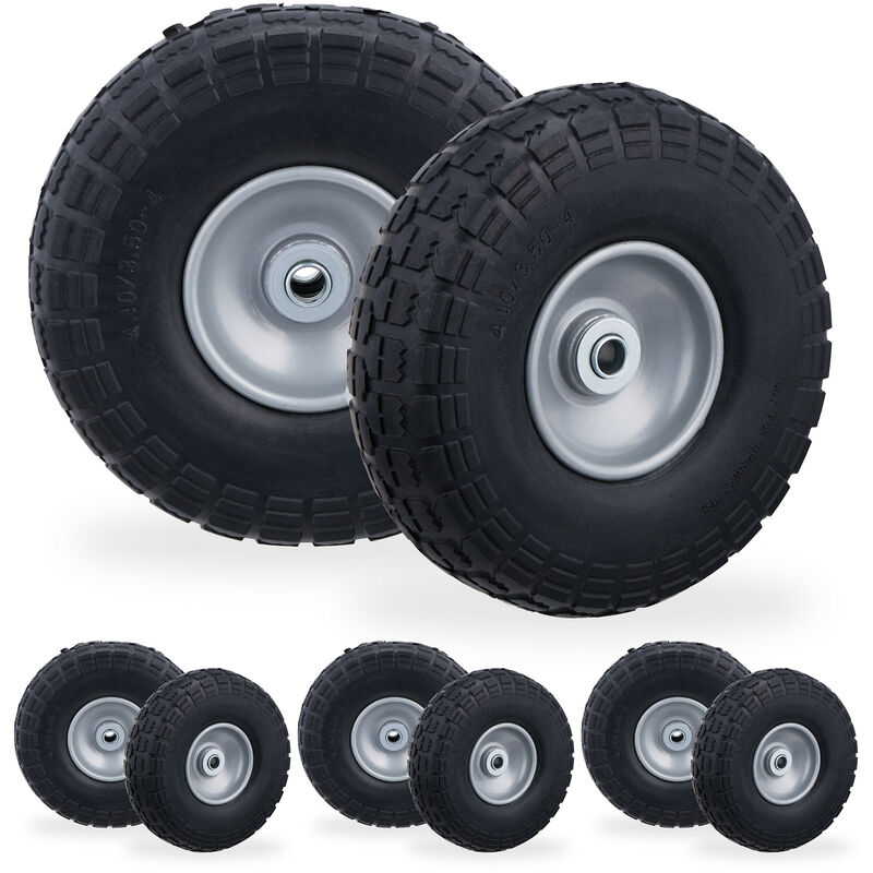 foto del prodotto 8x ruote per carrello, pneumatici in gomma antipanne, 4.1 3.5 4 , asse 16mm, fino a 150 kg, 260x85mm, nero grigio