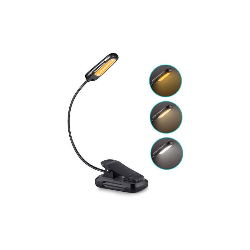 immagine 0 del prodotto 9 luci da lettura a led con clip usb ricaricabili 360 c o flessibili 3 temperature di colore bianco caldo bianco caldo mini luce notturna adatta