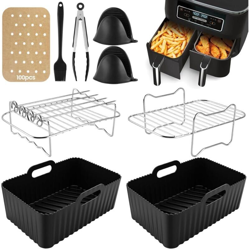 foto del prodotto 9 pcs accessoires air fryer accessoires airfryer pour ninja dual af400eu af300eu tower t17088 pour ninja airfryer accessoires compatible pour
