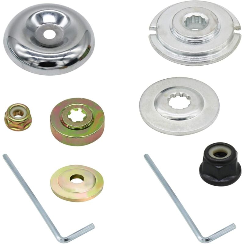 foto del prodotto 9 pezzi di accessori universali per testina decespugliatore, kit di fissaggio per dado lama e dado per testina decespugliatore universale, kit di