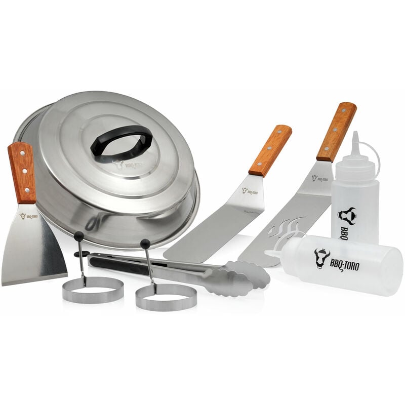 foto del prodotto 9 pezzi in acciaio inox grill plancha accessory set strumenti teppanyaki bbq toro