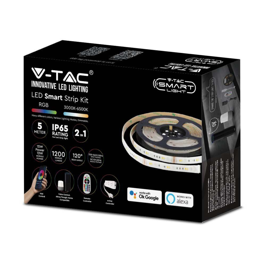 foto del prodotto 90 set di strisce led ip65 striplight compatibile con alexa e google home rgb 3in1 plug ue