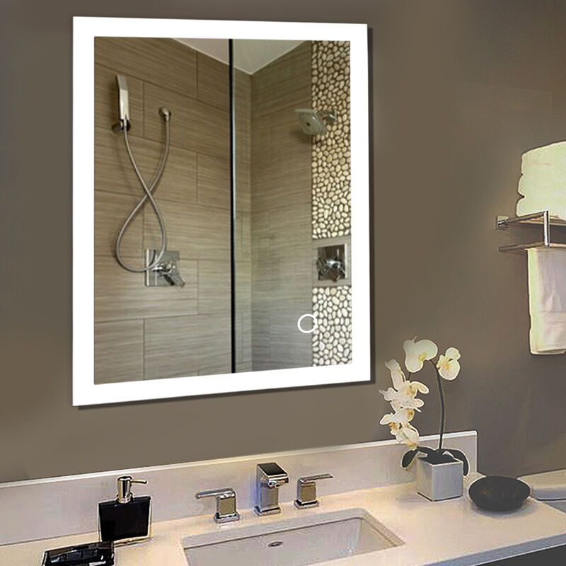 foto del prodotto 90 x 70 cm specchio da parete con cotrollo touch,luce bianca fredda haloyo