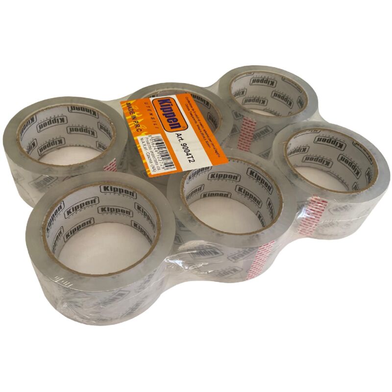 foto del prodotto 9004t2 confezione da 6 rotoli di nastro adesivo per imballaggio. colore trasparente. misure 66mt x 50mm. kippen