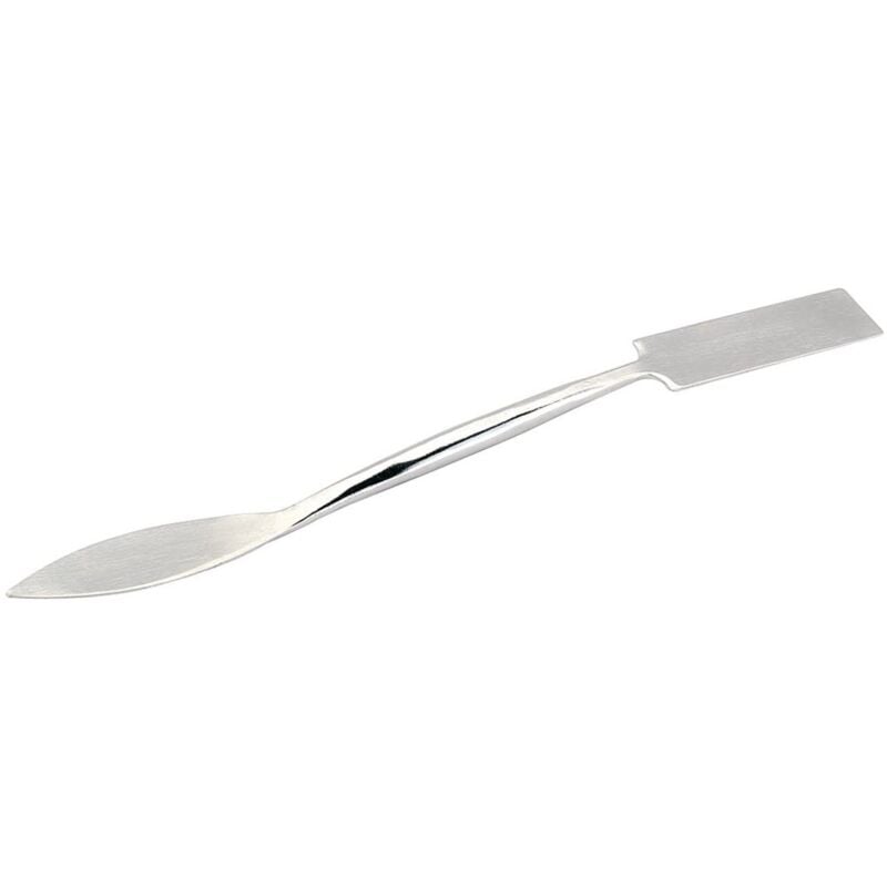 foto del prodotto 90083 utensile in acciaio per intonacatura, un estremit di forma rettangolare e un estremit a foglia, lunghezza 25 cm draper