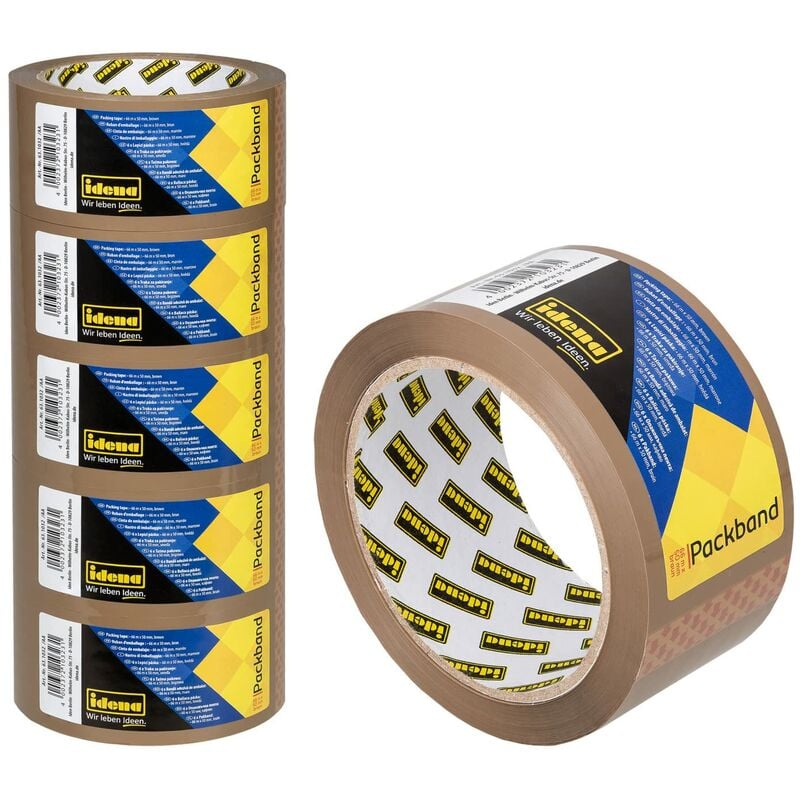 foto del prodotto 90129 nastro marrone, 50 mm x 66 m, 6 rotoli di nastro silenzioso, ideale per traslochi e spedizioni idena