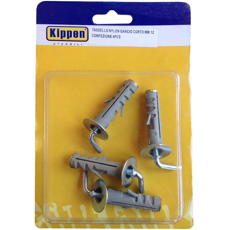 foto del prodotto 9022a2 kit composto da 4 tasselli per fissaggio ad espansione da mm.12 con gancio corto kippen