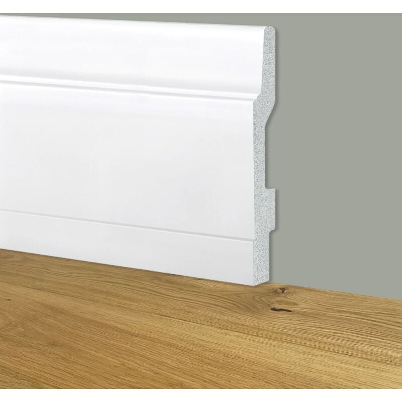 foto del prodotto 90ml bancale di battiscopa modernissimo bianco mod. dubai 130x15x2000mm in polimeri polistrutturato