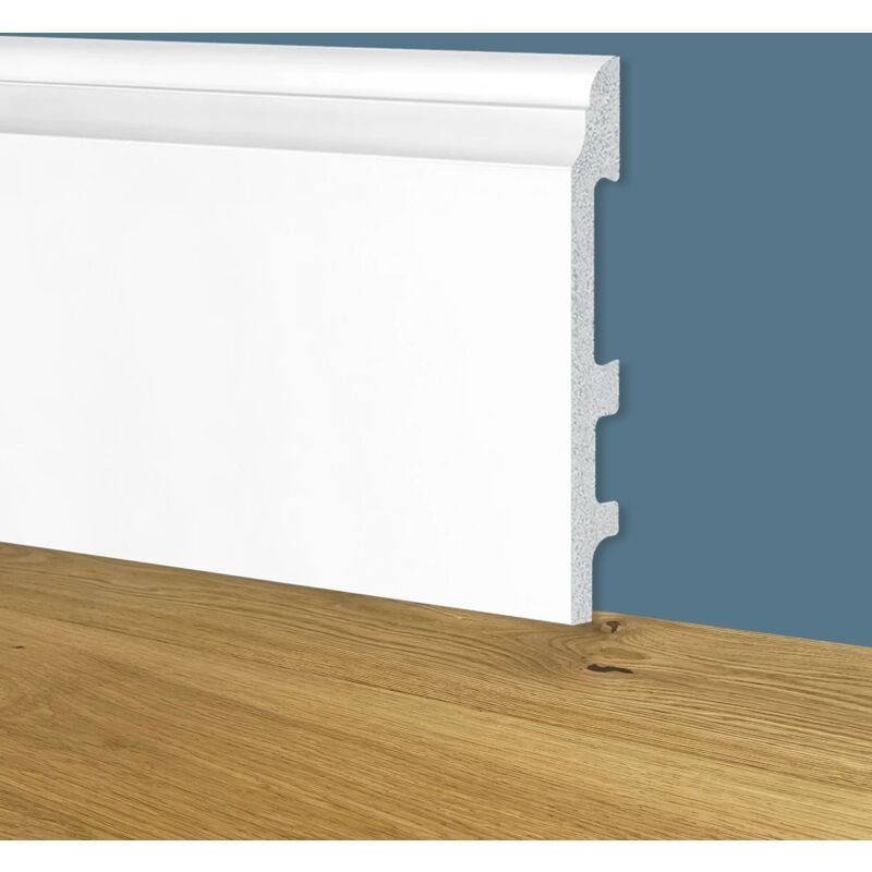 foto del prodotto 90ml bancale di battiscopa zoccolino bianco mod. corinzio 120x15x2000mm in polimeri polistrutturato