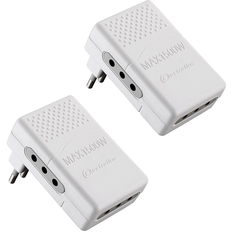 foto del prodotto 92308 set 2 adattatori multipresa tripla 3 posti 10a, bianco - electraline