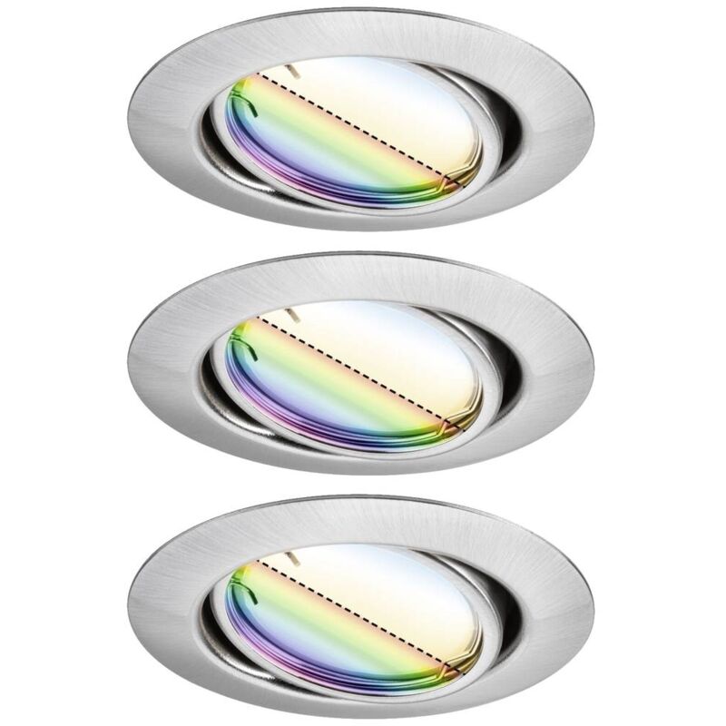 foto del prodotto 92467 lampada led da incasso kit da 3 led monocolore 14.7 w ferro spazzolato paulmann