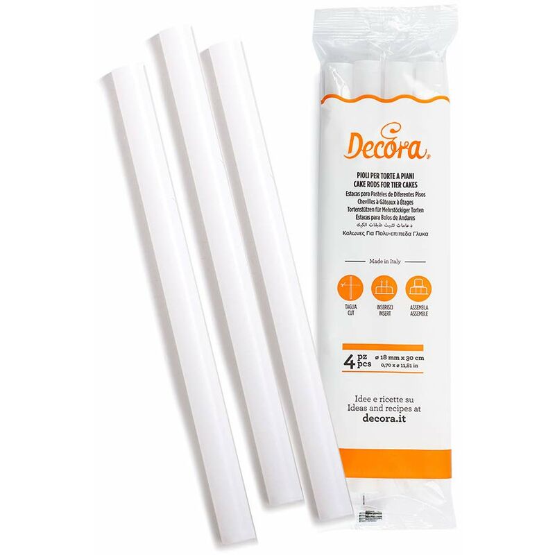 foto del prodotto 9260157 pioli per torte, polipropilene, bianco, 4 pezzi 1,8 x 30 cm decora