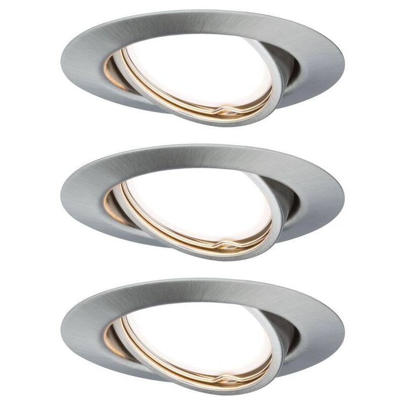 foto del prodotto 93420 base lampada da incasso kit da 3 led monocolore gu10 15 w acciaio inox spazzolato paulmann