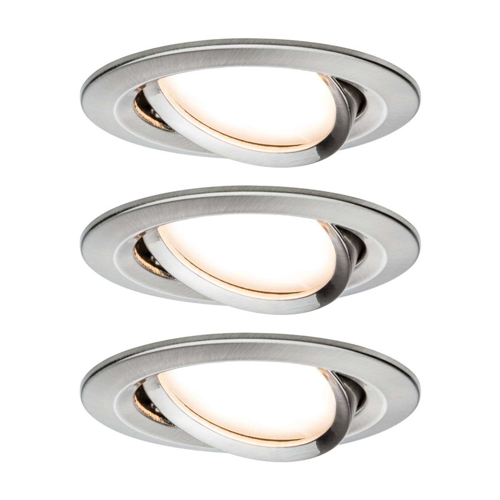 foto del prodotto 93483 nova lampada da incasso kit da 3 led monocolore led 6 w ferro spazzolato paulmann