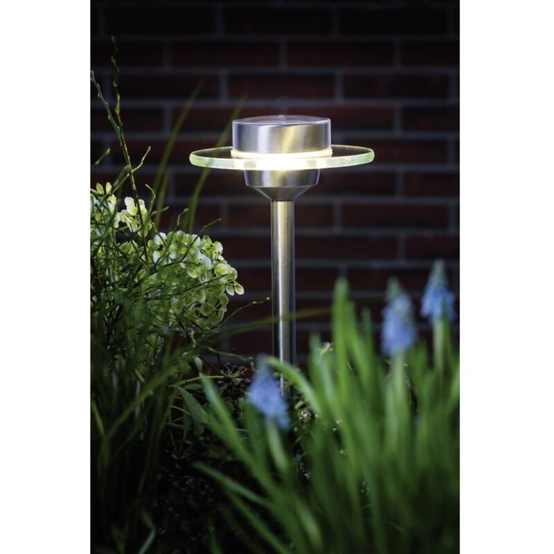 foto del prodotto 93764 ufo lampada solare da giardino 0.2 w bianco caldo acciaio inox, trasparente paulmann