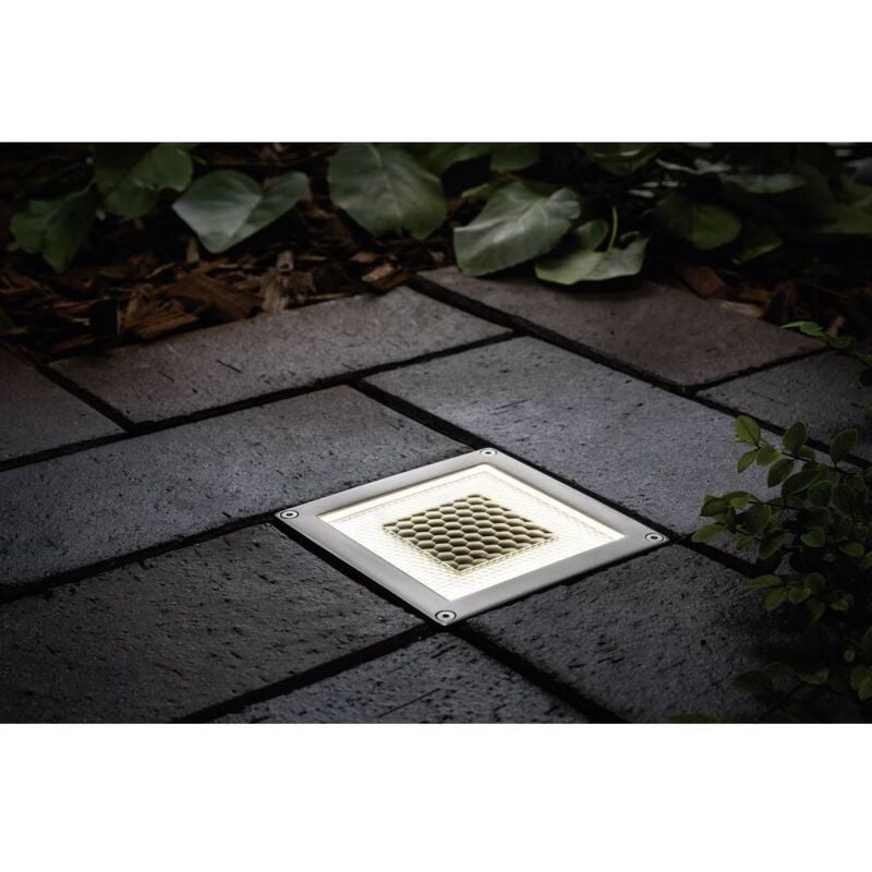 foto del prodotto 93774 cube lampada solare da incasso 0.24 w bianco caldo acciaio inox, trasparente paulmann