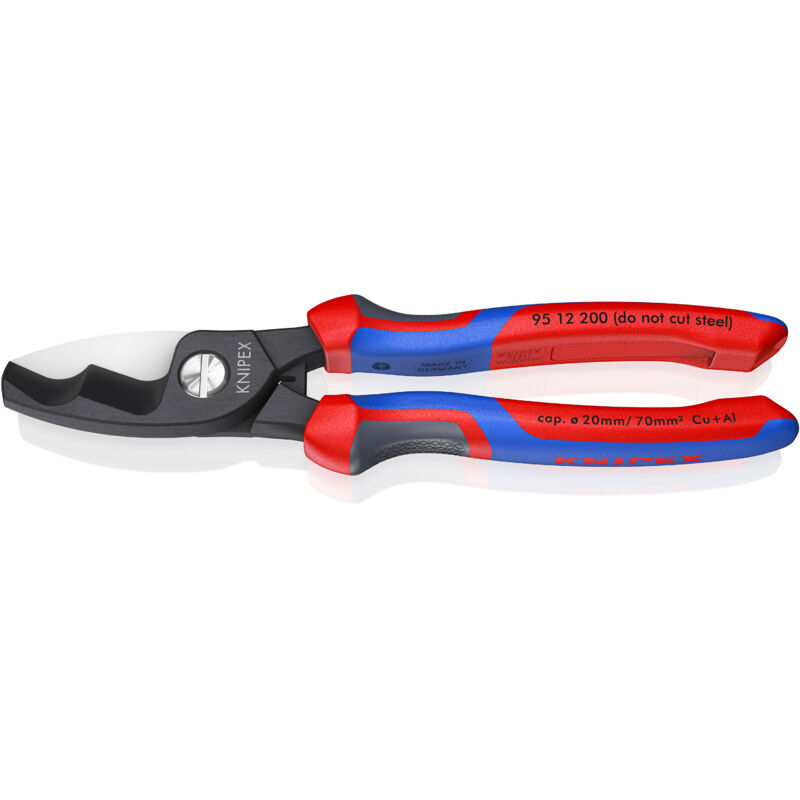 foto del prodotto 95 12 200 forbici per cavi adatto per isolamento cavi in alluminio e rame, fili singoli e multipli 20 mm 70 mm knipex