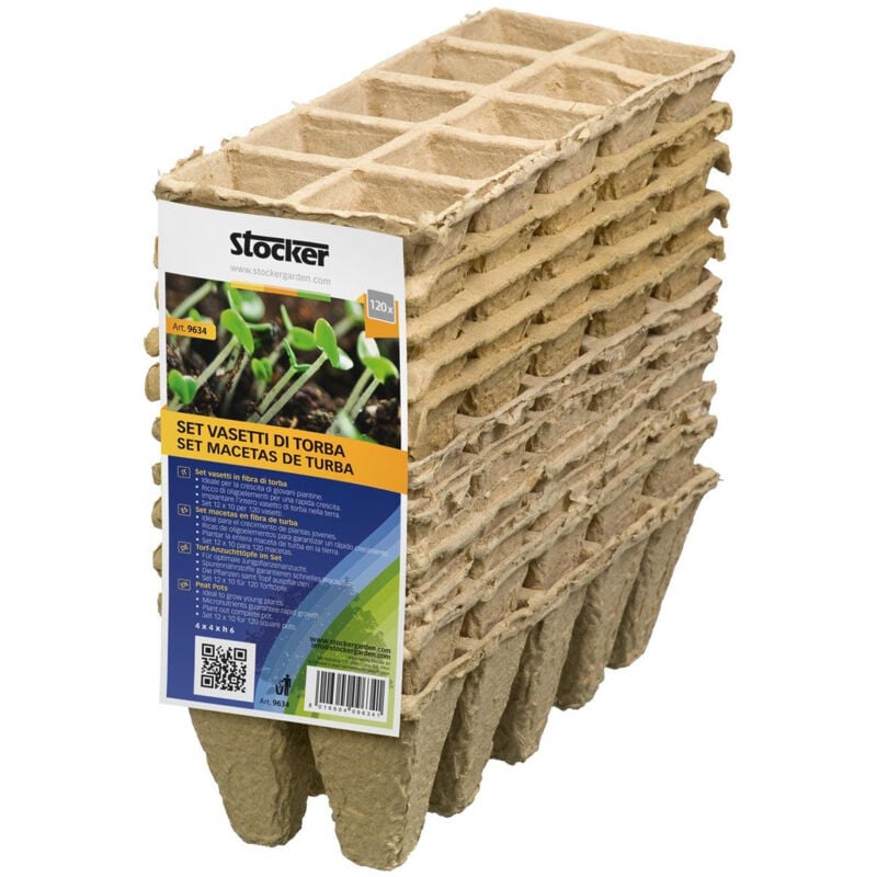 foto del prodotto 9634 set vasetti in fibra di torba 10 vasetti per 12 pezzi stocker
