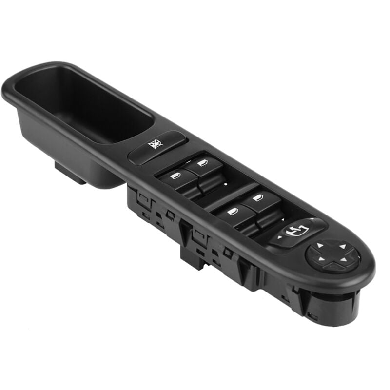 foto del prodotto 96642444xt, interruttore alzacristallo elettrico antiusura anteriore sinistro nero abs sostitutivo per riparazione peugeot 207 eosnow