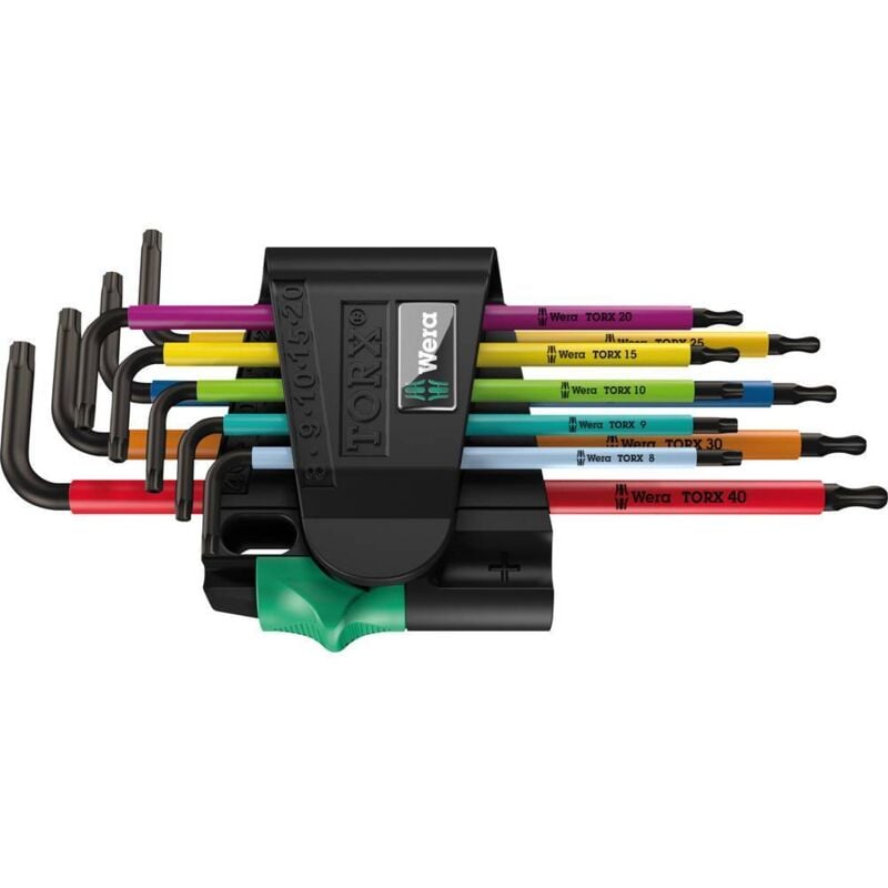 foto del prodotto 967 spkl 9 multicolour torx interno, torx bo kit di chiavi a brugola t 8, t 9, t 10, t 15, t 20, t 25, t 27, t 30, wera
