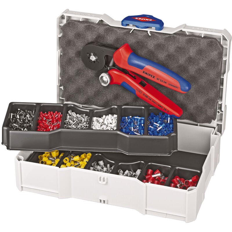 foto del prodotto 97 90 09 pinza crimpatrice boccola 0.08 fino a 10 mm incl. assortimento di capicorda e valigetta knipex